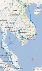 SE Asia Trip Map